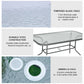 Metal Garden Dining Table with Umbrella Hole, Outdoor Patio Table with Tempered Glass Top, 55" x 31.5"