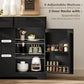 13 Gallon Tilt Out Garbage Cabinet, Kitchen Island with Trash Cabinet, 2 Drawers, Door Racks, Adjustable Shelves, Black