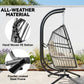 Double Wicker Egg Swing Chair with Stand, Foldable Hanging Egg Chair with UV Resistant Cushion, Headrest, Cream White
