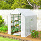 Walk-in Greenhouse with 3 Tier, Garden Plant Growhouse with Roll-up Door and Mesh Windows, 140 x 213 x 190 cm, White
