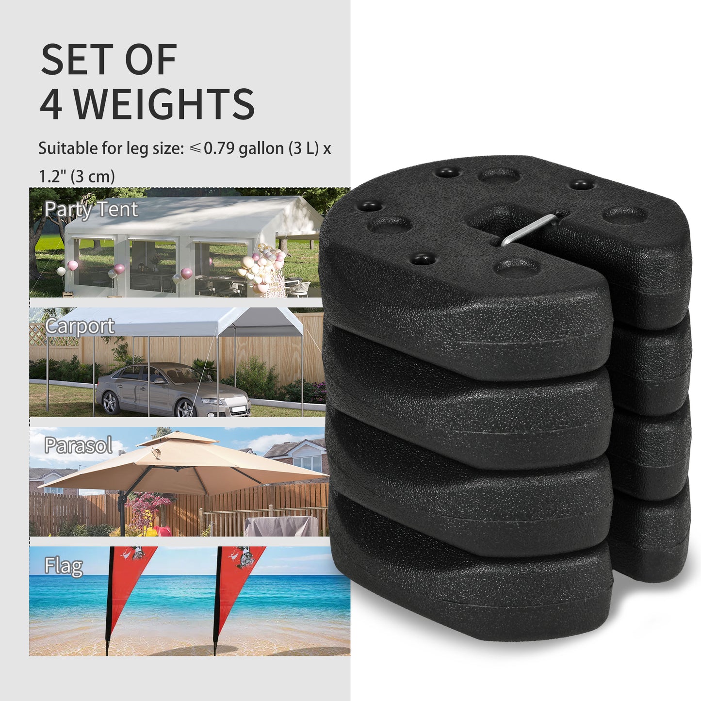 Tent Weights Set of 4, Total 26 LBS Weights for Canopy Gazebo Legs with Reinforced Pins and Carry Belt