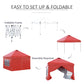 10' x 10' Pop Up Canopy Tent, Instant Sun Shelter, Tents for Parties, with Wheeled Carry Bag, for Outdoor, Garden, Patio, Red