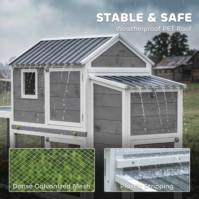 134" Large Wooden Chicken Coop with Run & Nesting Box