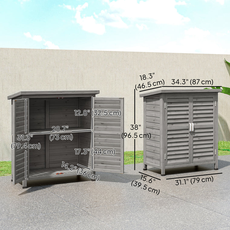 34" x 18" x 38" Wood Tool Cabinet with Double Doors