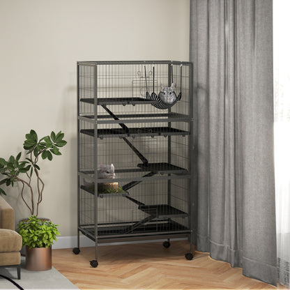 6-Tier Charcoal Grey Small Animal Cage for Rabbits & Ferrets
