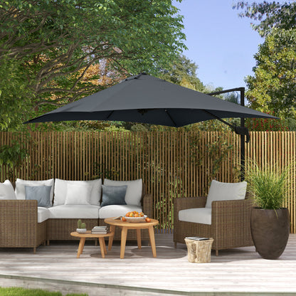 10x10ft Dark Grey Rotatable Square Market Parasol