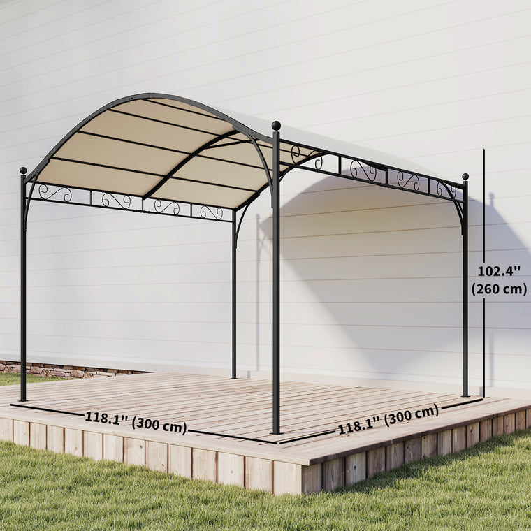 10' x 10' Cream White Pergola with Arched Steel Frame
