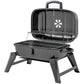Charcoal BBQ Grill, Foldable Barbecue Grill with Warming Rack, Adjustable Vent, Thermometer, Handles, Black