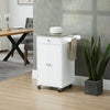 Kitchen Cart, Small Kitchen Island, Stainless Steel Top Utility Trolley on Wheels with Storage Drawer for Dining Room, Kitchen (White)