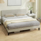 King Size Bed Frame with Adjustable Upholstered Headboard Platform Bed Frame Wood Slat Support Noise Free Light Grey