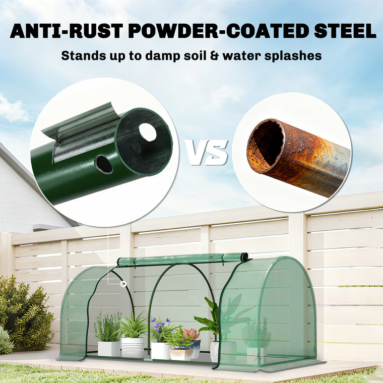 79" x 39" x 32" Green Mini Greenhouse with Zippered Doors