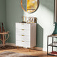 Modern Chest of Drawers 4 Drawer Dresser for Bedroom with Gold Legs and Handles, White