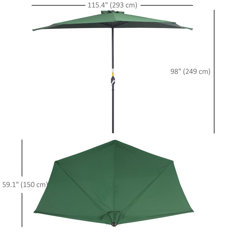 9.8ft Green Semi Round Half Umbrella with Top Vent