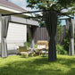 10' x 10' Retractable Pergola Canopy with Sidewalls, Metal Outdoor Gazebo Sun Shade Shelter, Light Grey