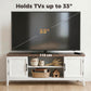 TV Stand for TVs up to 55 Inch, Entertainment Center with 2 Open Shelves, 2 Cabinets, Thick Top, White and Brown