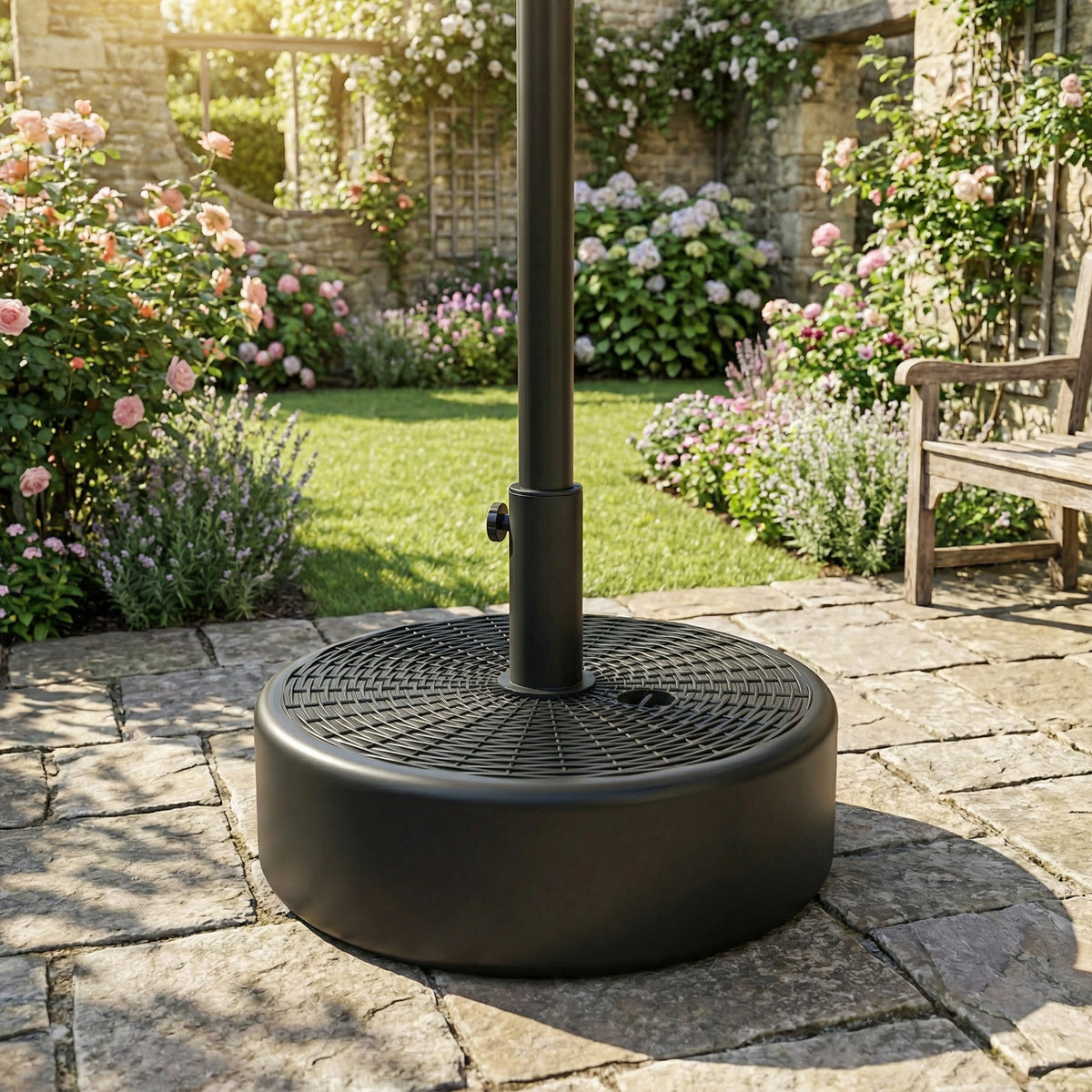 Black Patio Umbrella Base with Handle