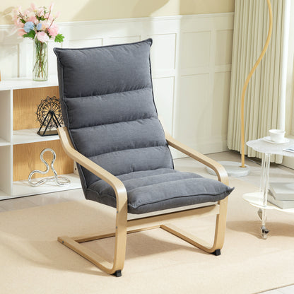 Birch Wood Fabric Accent Armchair