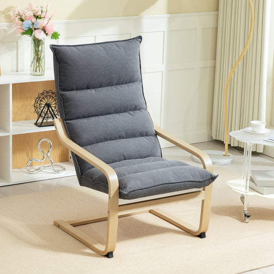 Birch Wood Fabric Accent Armchair