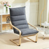 Birch Wood Fabric Modern Armchair, Accent Chair with Curved Leg and Arm for Living Room, Grey