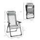 Set of 4 Camping Chairs, Outdoor Folding Lounge Chair Set with 5 Level Adjustable Backrest, Removable Headrest, Armrest for Camping, Backyard, Grey