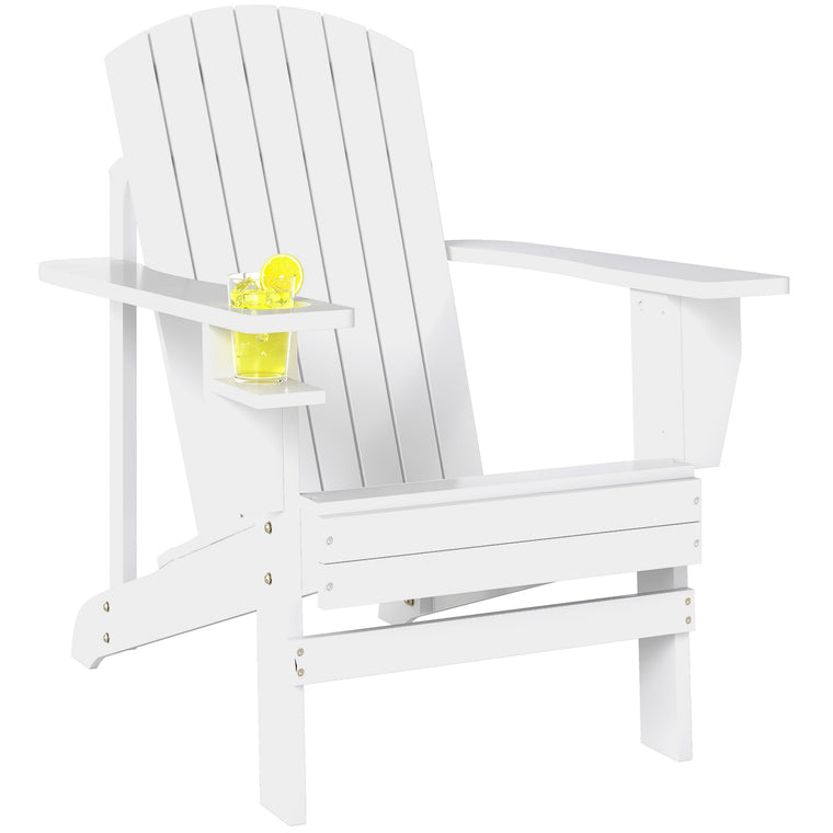 Classic Adirondack Chair with Cup Holder - White