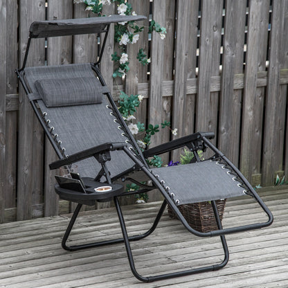 Zero Gravity Lounger with Canopy Shade and Cupholder