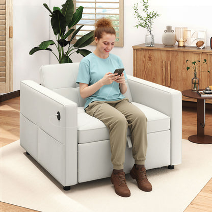 Convertible Pull-Out Sleeper Chair Bed with USB