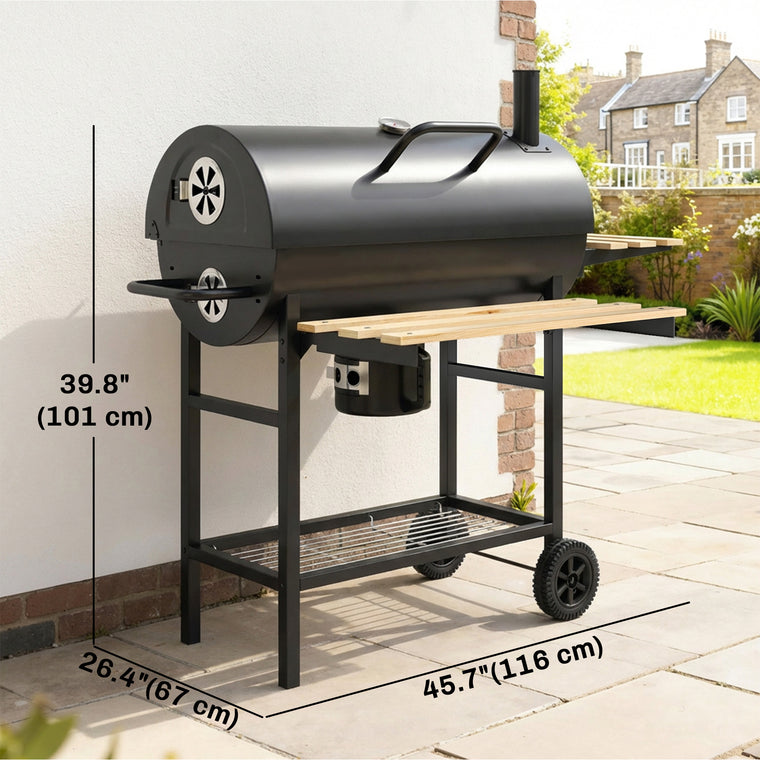 Charcoal BBQ Grill with Foldable Shelves & Warming Rack