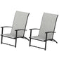 Set of 2 Folding Lawn Chairs, Outdoor Folding Chairs with Armrests, High Backrest for Backyard Balcony, Grey