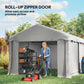 Portable Shed, Outdoor Storage Shed Tent with Roll-up Zipper Door and Removable Sidewalls, Light Grey