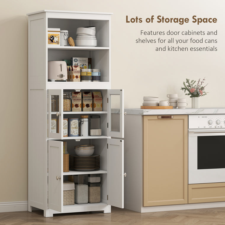 63" Small Buffet with Hutch and 4 Doors - White