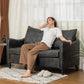 55" Loveseat Sofa, Small 2 Seater Couch with Solid Wood Legs, Modern PU Leather Upholstered Sofa for Small Spaces, Grey