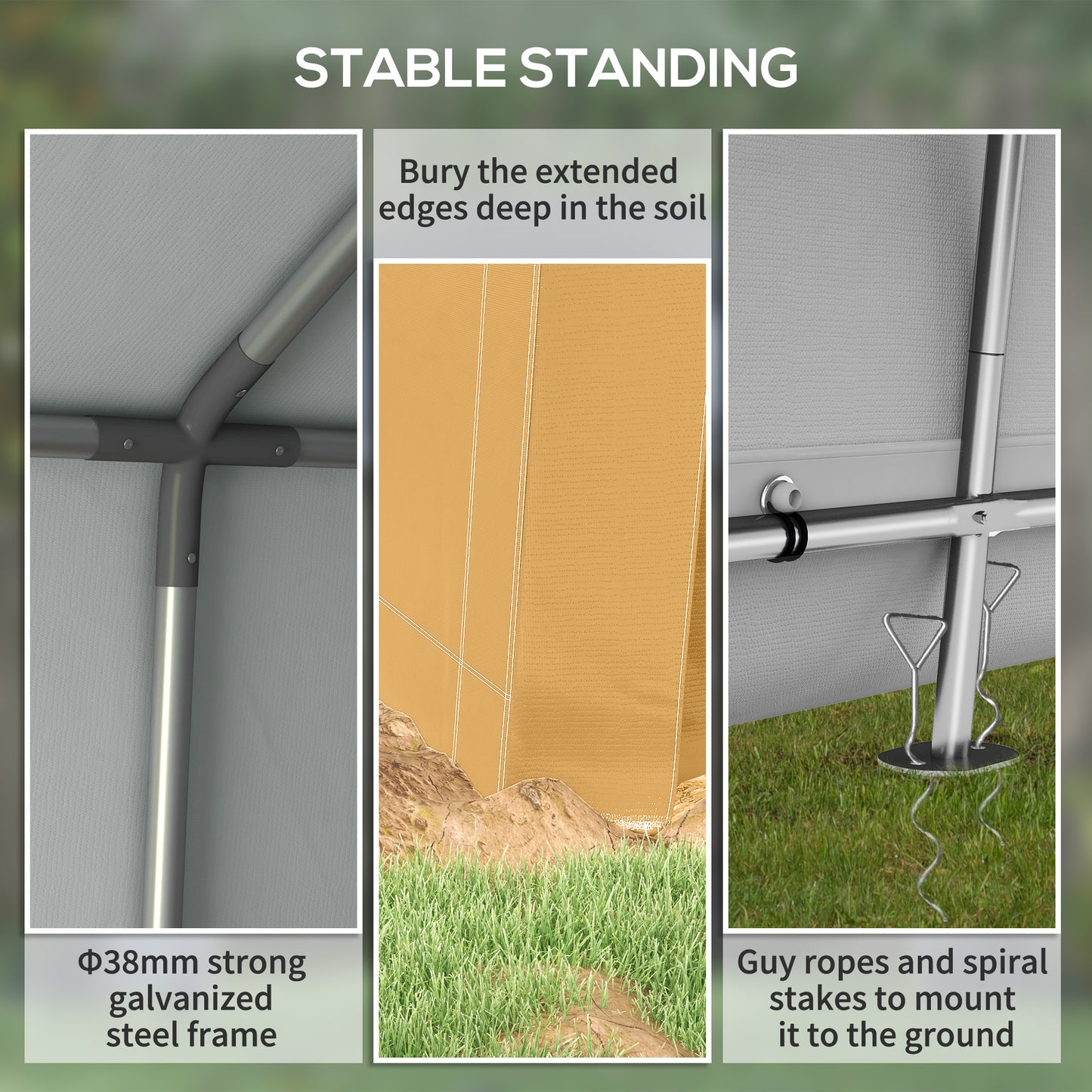 Outdoor Storage Shed Portable Garage with Roll-up Door for Motorcycle, Bike, Garden Tools, Beige