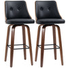 Swivel Bar Stools Set of 2 with Wood Legs - Black