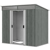 6.5x4FT Galvanised Metal Shed with Foundation Kit, Lockable Garden Tool Storage House with Sliding Doors, Vents, Grey