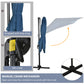 8' x 8' Square Patio Hanging Offset Umbrella with 360° Rotation, Aluminum Outdoor Cantilever Parasol with Crank & Tilt, Sun Canopy Shelter with Cross Base, Dark Blue