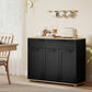 Sideboard Buffet Cabinet, Modern 40" Coffee Bar Cabinet with Wide Drawer, 3 Doors and 2 Adjustable Shelves, Black