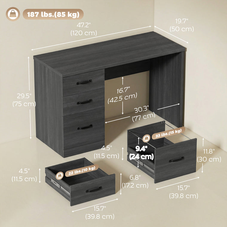 47" Computer Desk with 3 Drawers