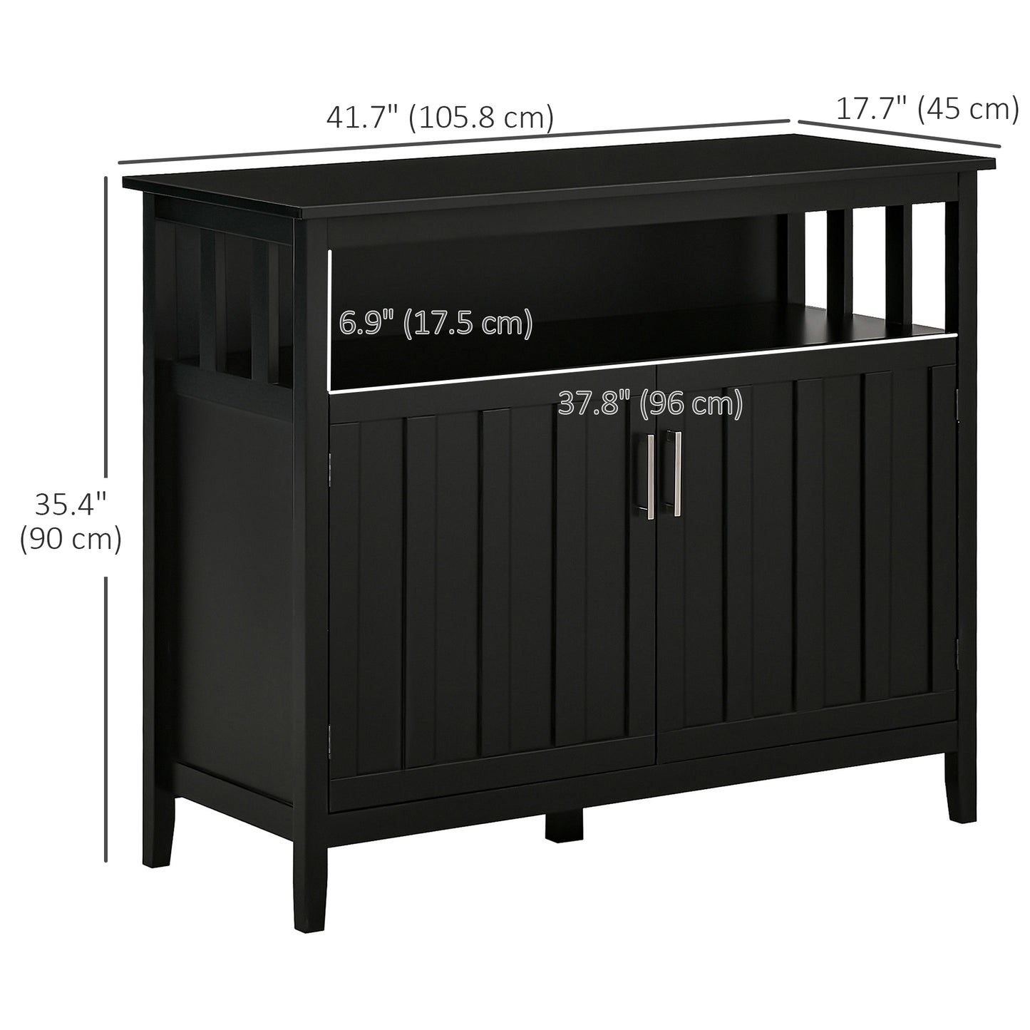 Sideboard Buffet Server Storage Cabinet Console Table with 2 Doors and Adjustable Shelves for Kitchen & Dining Room, Black