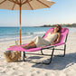 Outdoor Lounge Chair, Portable Reclining Seat, Folding Chaise Lounge, Tanning Chair Bed with Pillow, Pink
