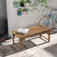 Wooden Garden Bench, Patio Double Park Bench with Slatted Seat, Front Porch Backless Bench, Teak - Teak
