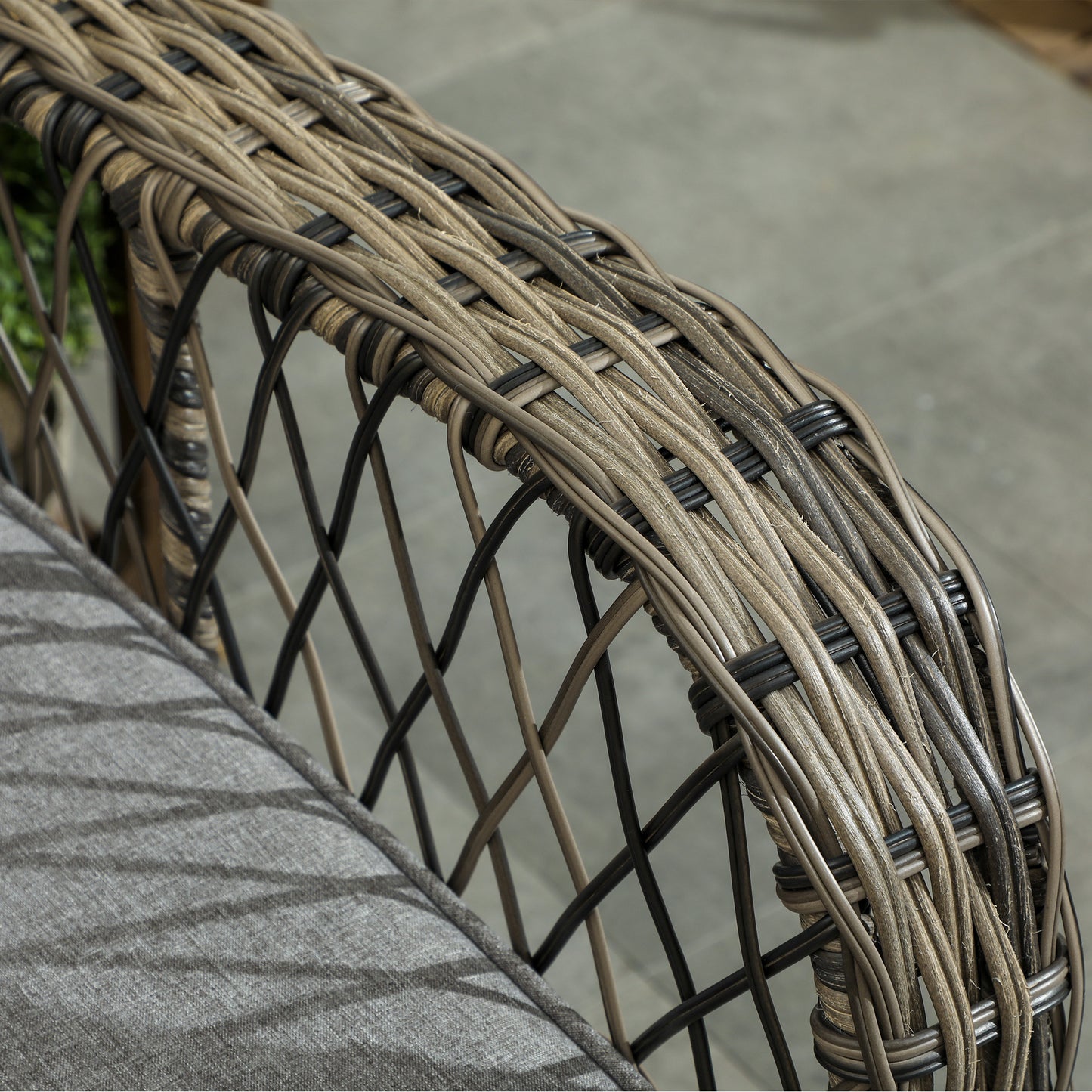 3 Piece Outdoor Bistro Set, Wicker Patio Furniture Set with Swivel Glider Chairs for Balcony, Porch, Grey