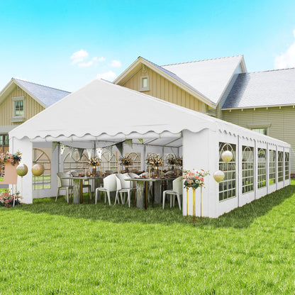 20' x 40' White Party Tent with Removable Sidewalls & Windows