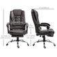 High Back Office Chair PU Leather Executive Office Chair with Retractable Footrest Padded Armrest Coffee