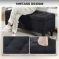 Storage Ottoman, Linen Fabric End of Bed Bench with Button Tufted Storage Bench for Bedroom, Black