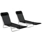 Folding Outdoor Lounge Chair Set of 2, Reclining Tanning Chair with 5-Position Adjustable Backrest, Black