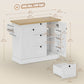 Farmhouse Kitchen Island Cart with Power Outlet and Soft-Close Doors, 49" Kitchen Island with 3 Drawers, White