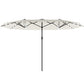 173" Double-Sided Sun Umbrella Garden Parasol Patio Sun Shade Outdoor with LED Solar Light, Cream White