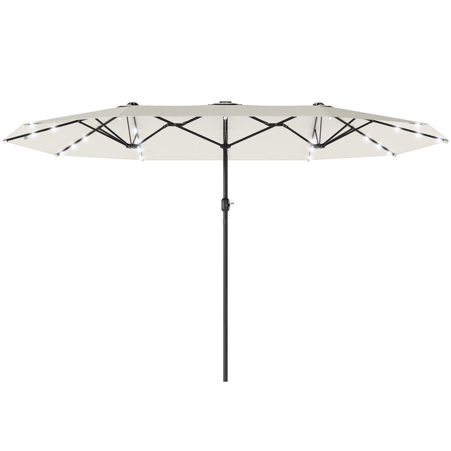 173" Double-Sided Sun Umbrella Garden Parasol Patio Sun Shade Outdoor with LED Solar Light, Cream White