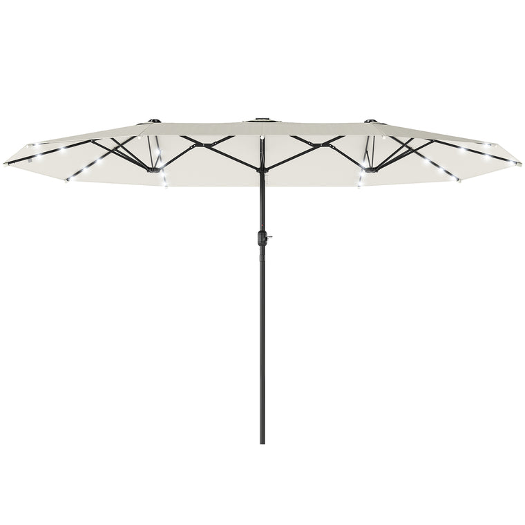 173" Cream White Double-Sided Umbrella with Solar LED Light